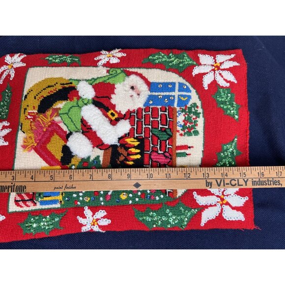 Vintage Santa Needlepoint Christmas Pillow Cover Sham Handmade READ - Picture 2 of 15